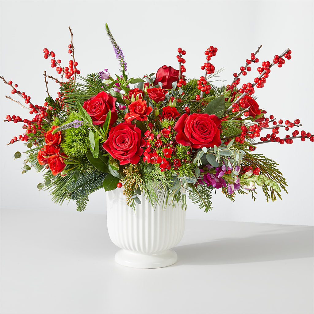 Big Red Bow Bouquet – Lynchburg Leo Wood Florist, Lynchburg VA