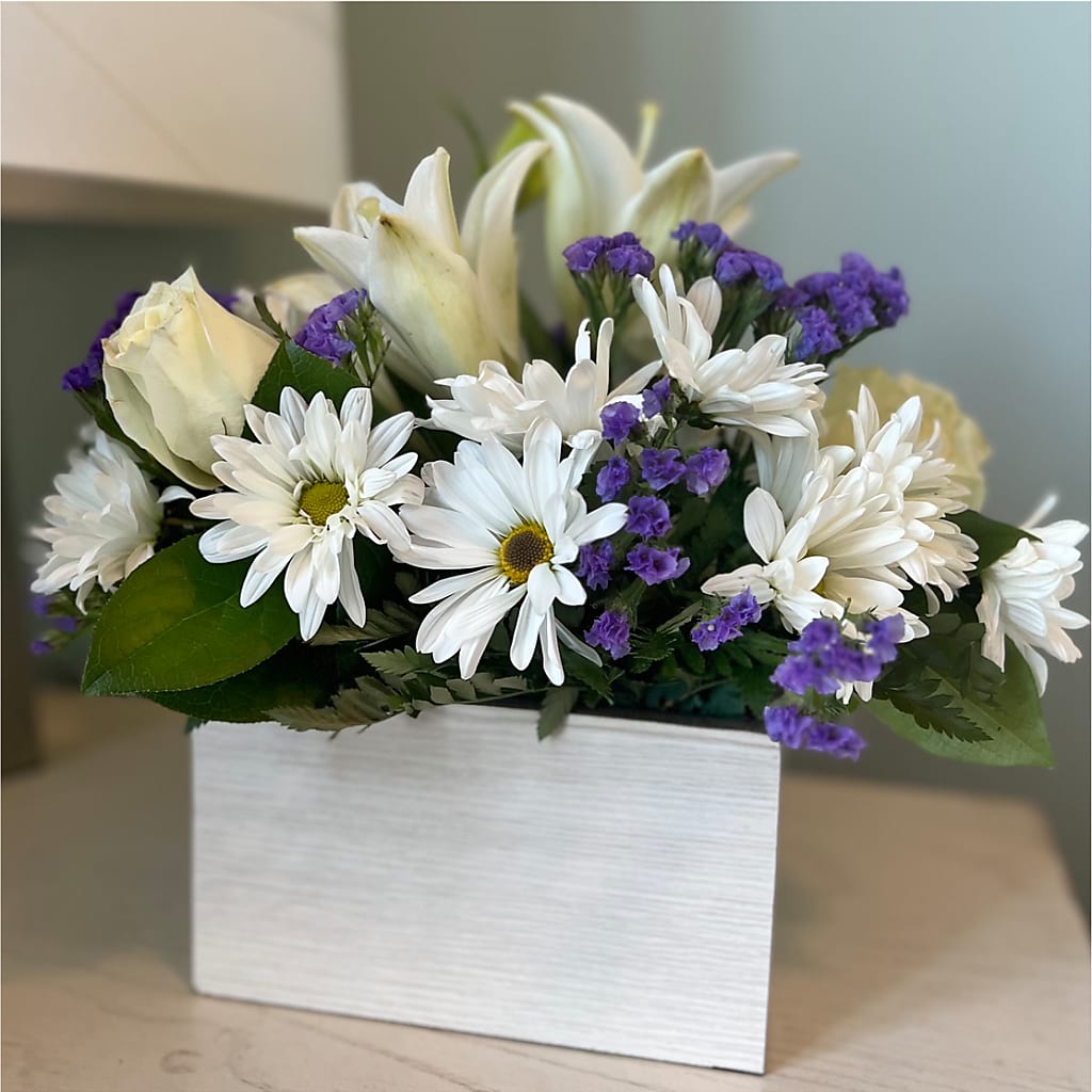 Beyond Blue Box Bouquet – Lynchburg Leo Wood Florist, Lynchburg VA