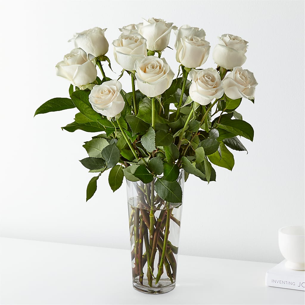 Long Stem White Rose Bouquet – Lynchburg Leo Wood Florist, Lynchburg VA