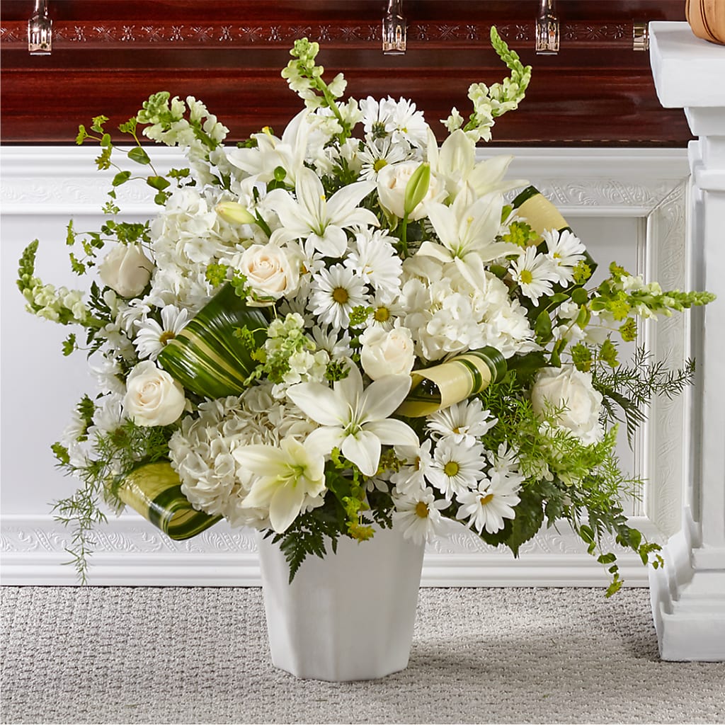 Thoughts of Tranquility Floor Basket – Lynchburg Leo Wood Florist, Lynchburg VA