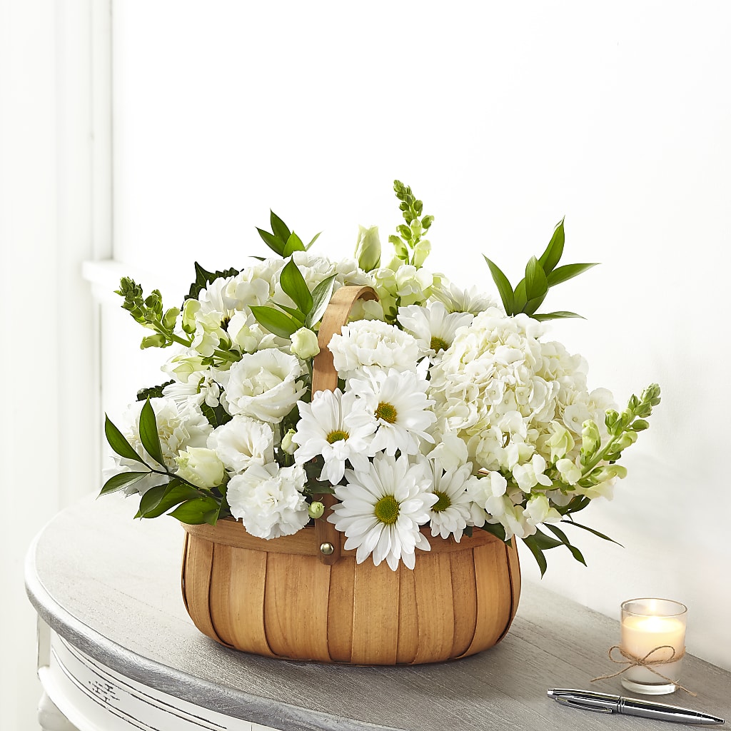 Pure Ivory Basket – Lynchburg Leo Wood Florist, Lynchburg VA