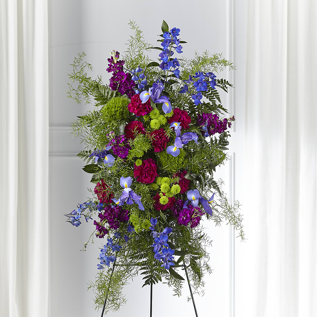 Heavenly Skies Standing Spray – Lynchburg Leo Wood Florist, Lynchburg VA