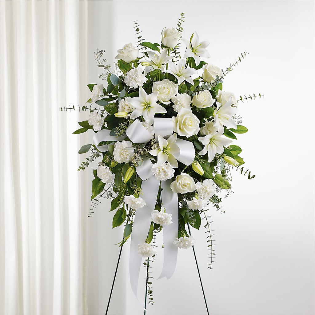 With Care Standing Spray – Lynchburg Leo Wood Florist, Lynchburg VA
