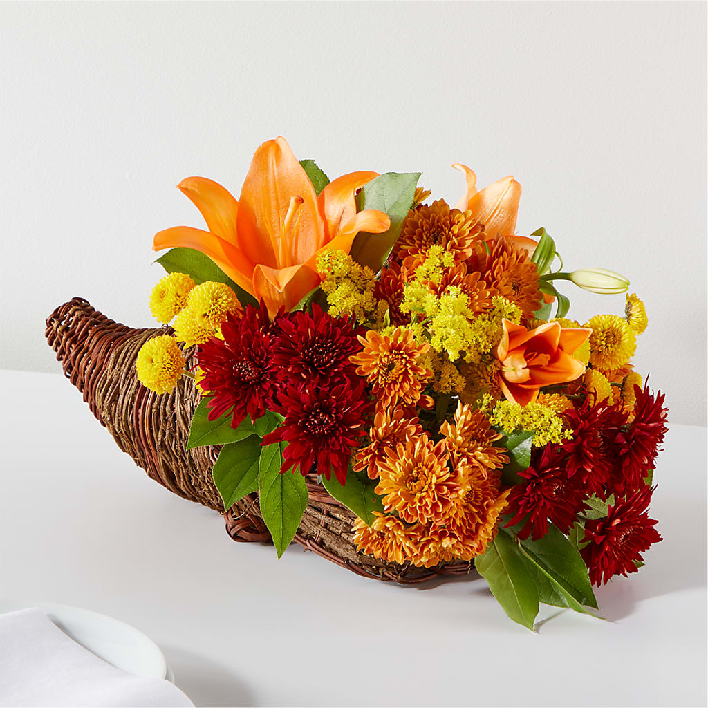 Bouquet of Blessings Cornucopia – Lynchburg Leo Wood Florist, Lynchburg VA