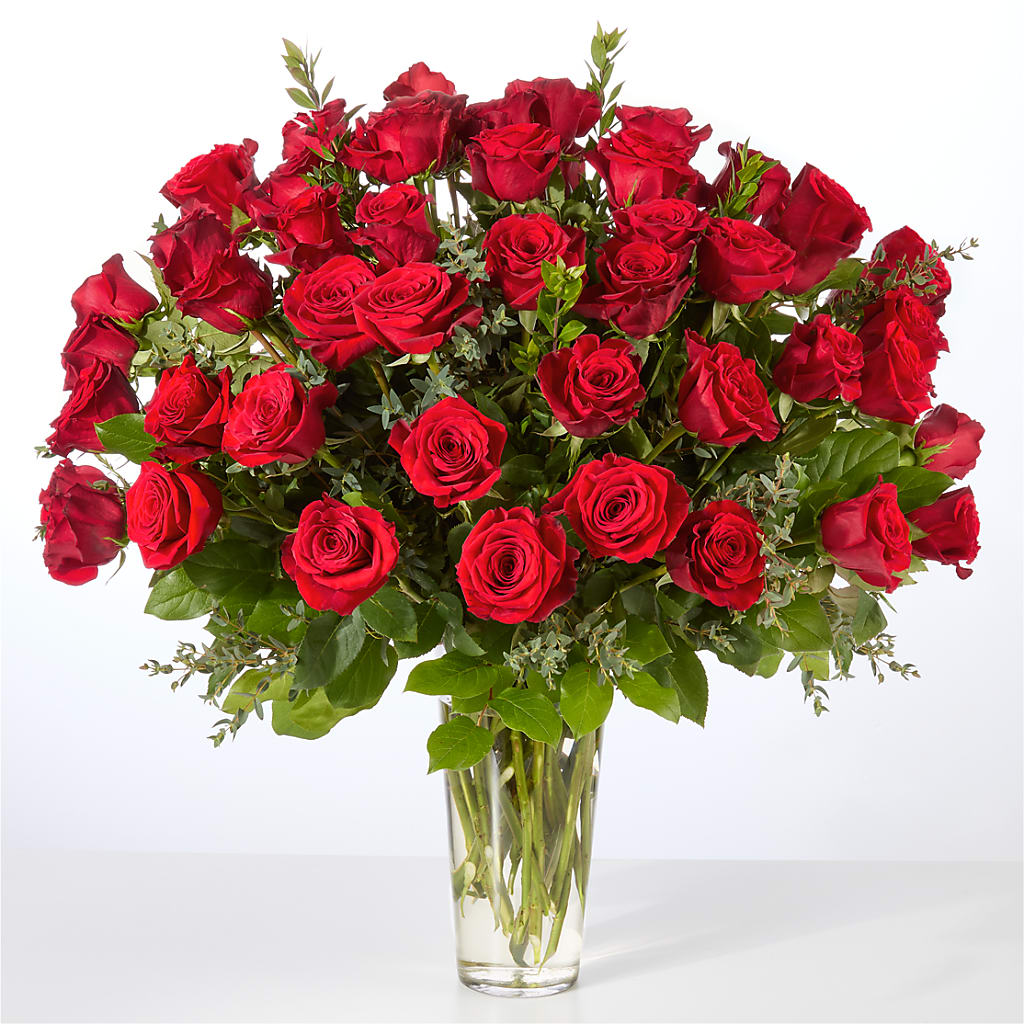 Forever Yours Fifty Stem Red Rose Bouquet – Lynchburg Leo Wood Florist, Lynchburg VA