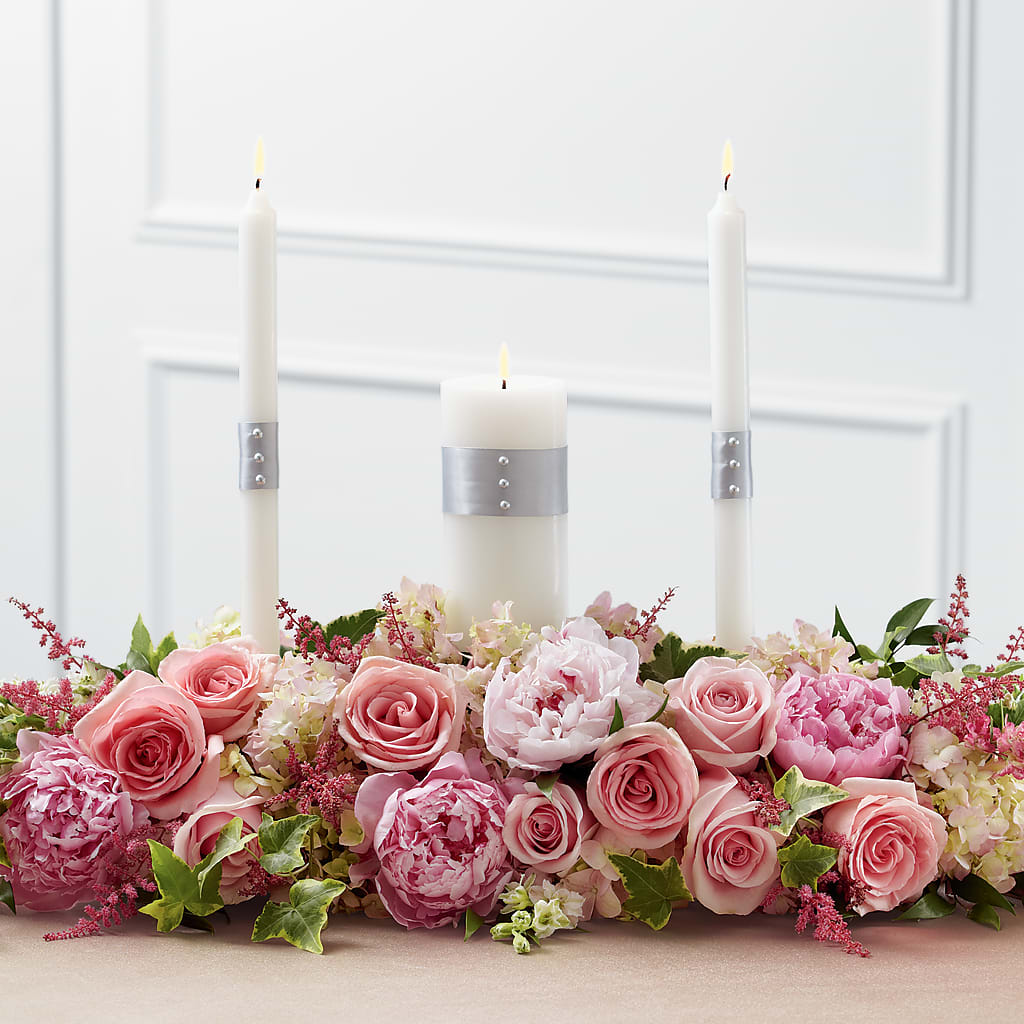 Worldwide Romance Unity Candle Arrangement – Lynchburg Leo Wood Florist, Lynchburg VA