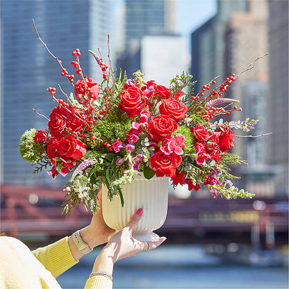 Big Red Bow Bouquet –  Lynchburg Leo Wood Florist, Lynchburg VA