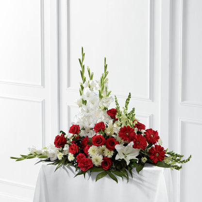 Crimson & White Arrangement –  Lynchburg Leo Wood Florist, Lynchburg VA