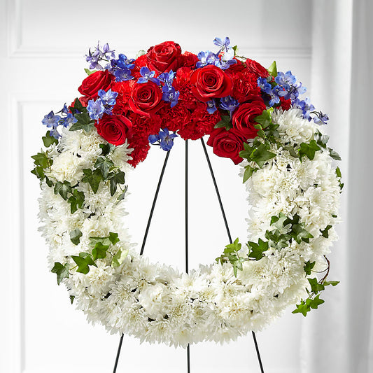 Patriotic Passion Wreath –  Lynchburg Leo Wood Florist, Lynchburg VA