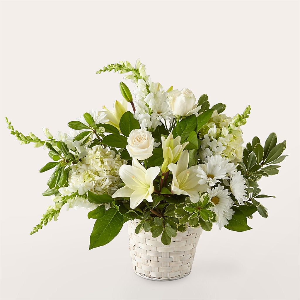 Ivory Elegance Floral Basket –  Lynchburg Leo Wood Florist, Lynchburg VA