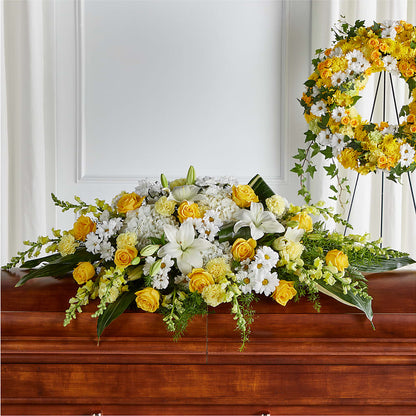 Golden Harmony Casket Spray –  Lynchburg Leo Wood Florist, Lynchburg VA