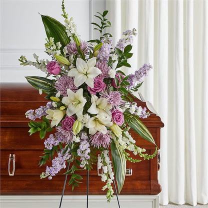 Grateful Hearts Standing Spray –  Lynchburg Leo Wood Florist, Lynchburg VA