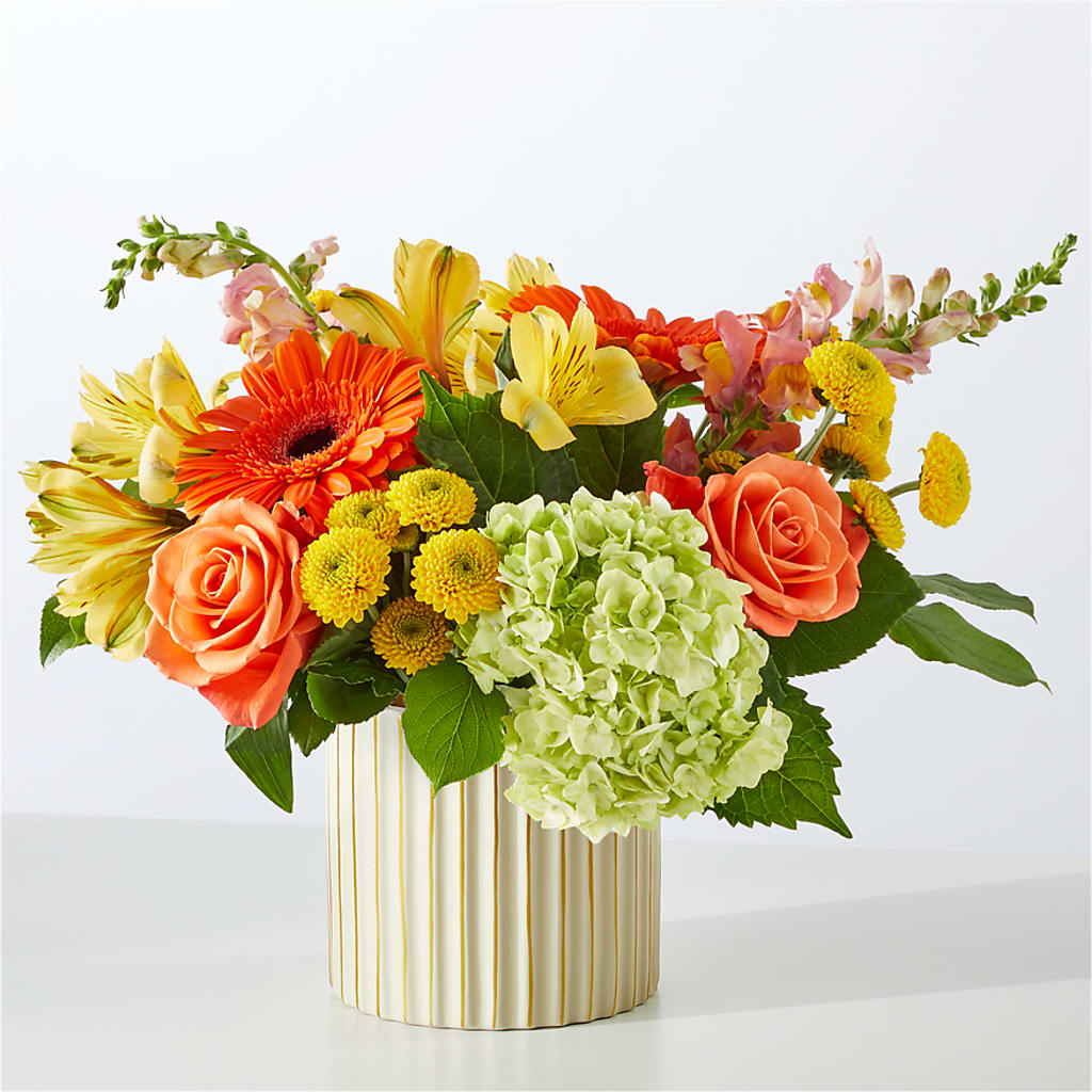 Autumn Sunshine Bouquet with Ivory Vase –  Lynchburg Leo Wood Florist, Lynchburg VA