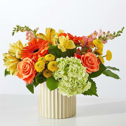 Autumn Sunshine Bouquet with Ivory Vase –  Lynchburg Leo Wood Florist, Lynchburg VA