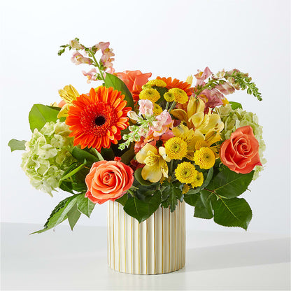 Autumn Sunshine Bouquet with Ivory Vase –  Lynchburg Leo Wood Florist, Lynchburg VA